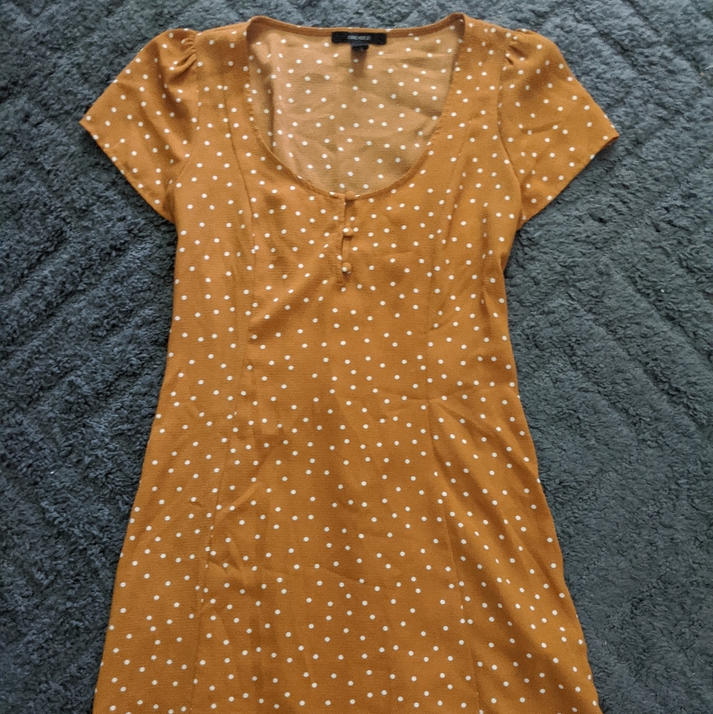 Yellow and white polka dot dress